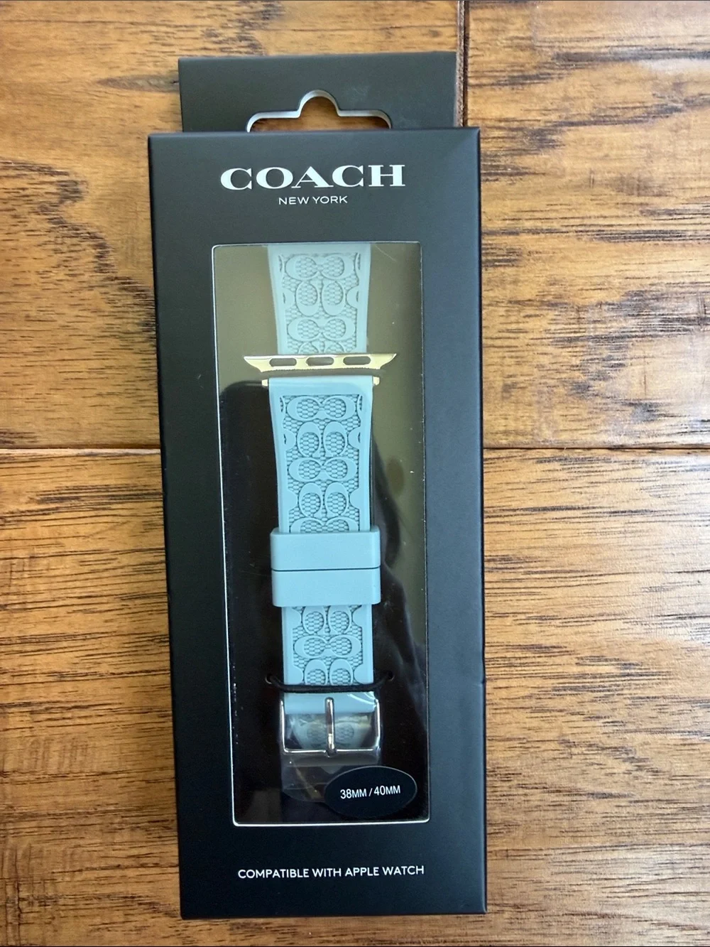 Coach Light Blue Silicone Smartwatch Strap with Signature Embossing